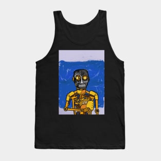 Love NFT - A Golden Affair: Golden Robot Character with Street Mask and Glass Eyes Tank Top